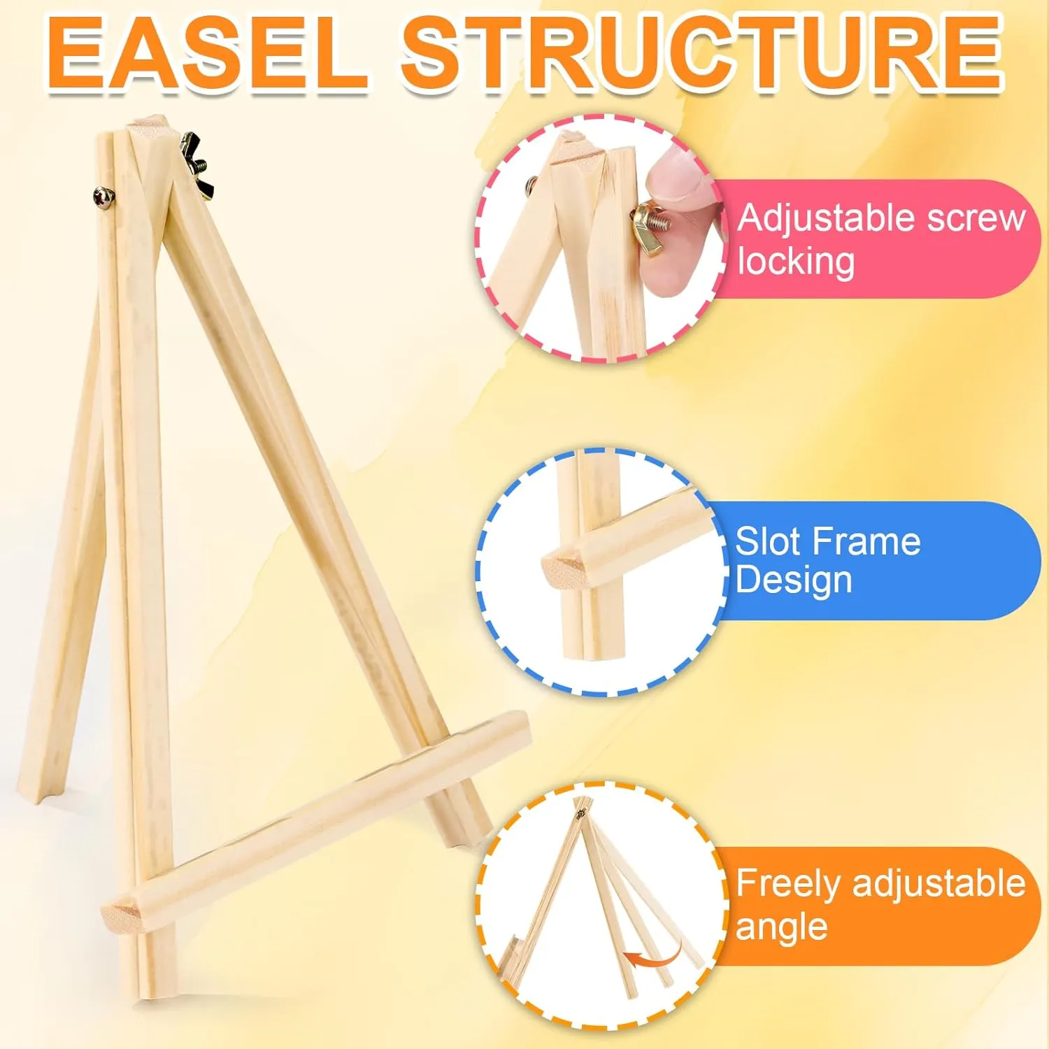 ESRICH 36 Pack 9 Inch Wood Easels, Easel Stand for Painting Canvases, Art,and Crafts, Tripod, Painting Party Easel, Kids Student Tabletop Easels for Painting, Portable Canvas Photo Picture Sign Holder
