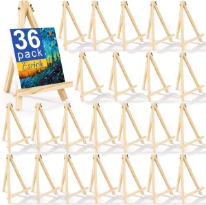 ESRICH 36 Pack 9 Inch Wood Easels, Easel Stand for Painting Canvases, Art,and Crafts, Tripod, Painting Party Easel, Kids Student Tabletop Easels for Painting, Portable Canvas Photo Picture Sign Holder