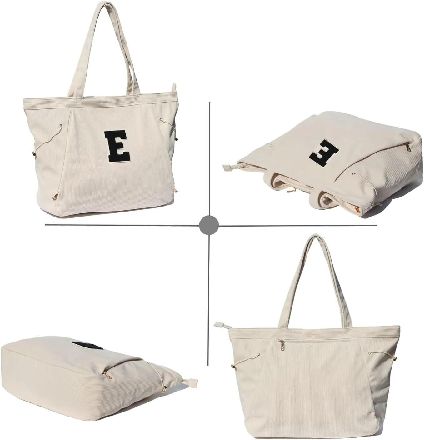 ESVAN Corduroy Yoga Tote Bag Gifts for Women Drawstring Yoga Mat Bag for Office Workout Travel Carryall Pilates Gym