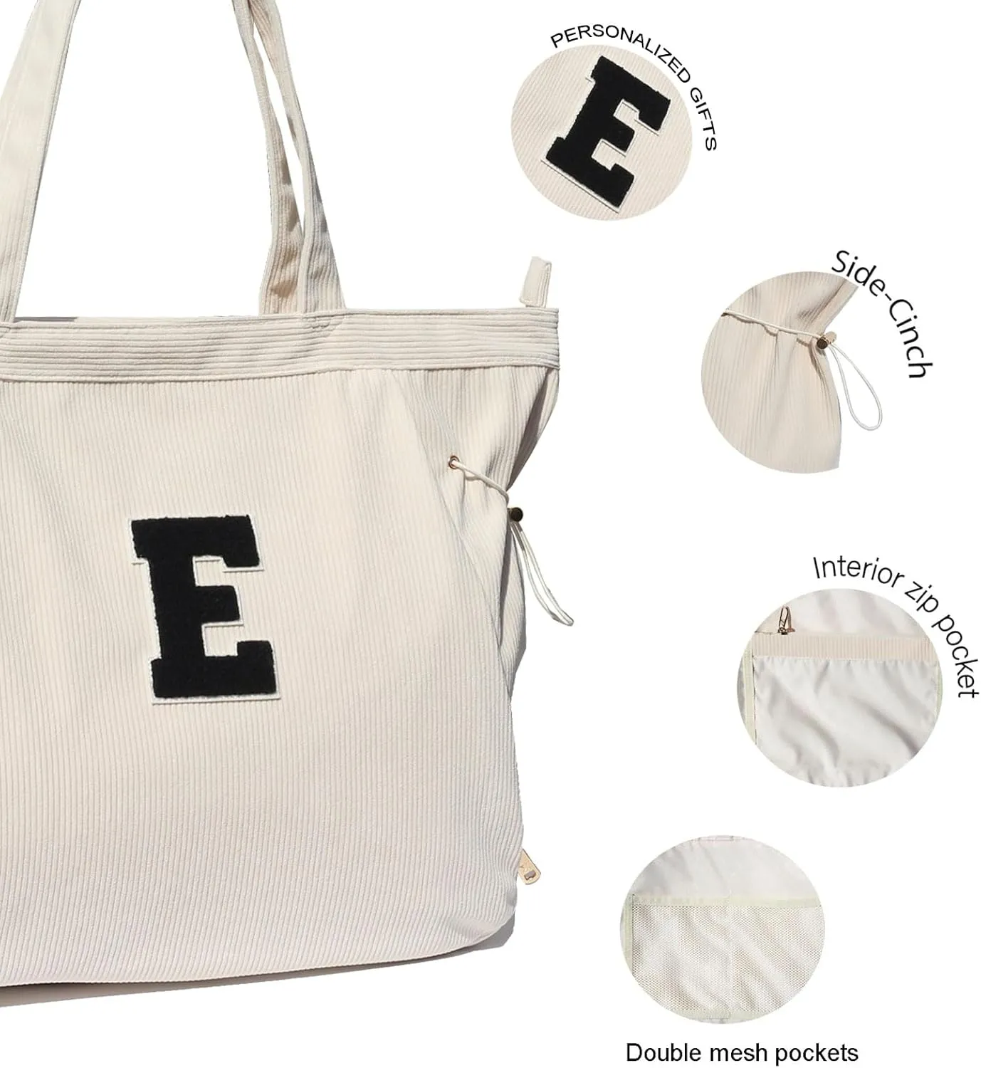 ESVAN Corduroy Yoga Tote Bag Gifts for Women Drawstring Yoga Mat Bag for Office Workout Travel Carryall Pilates Gym