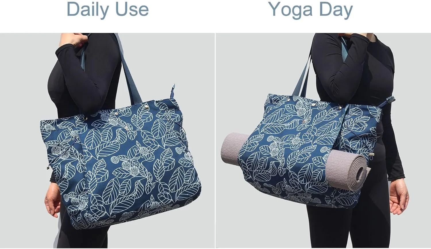 ESVAN Yoga Mat Bag, Gym Bag Tote Bag with Multi Pockets For Women Drawstring Yoga Mat Carrier Pilates Travel Workout Office