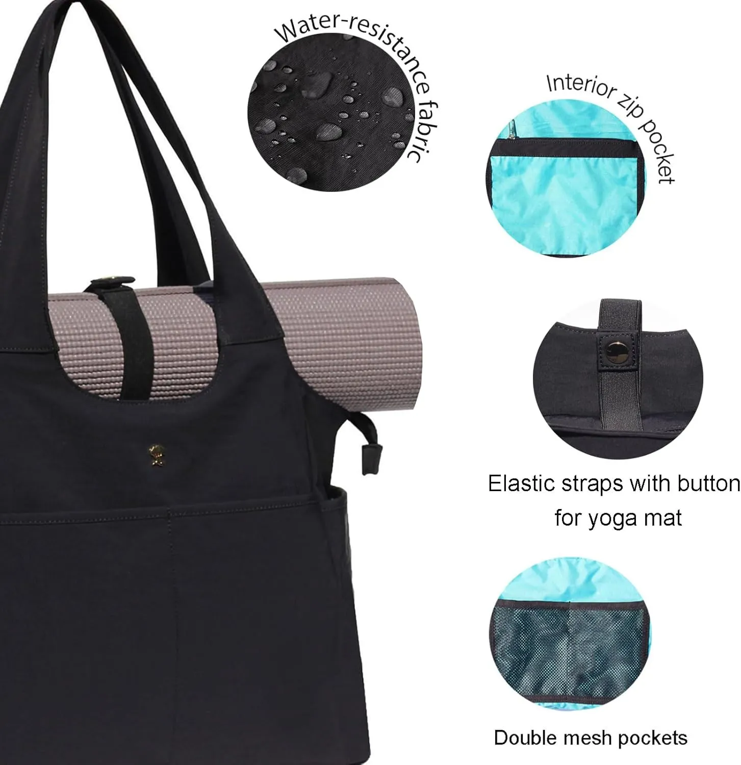ESVAN Yoga Tote Bag Mat bag Women Shoulder Bags Carryall Tote for Travel Office Workout Gym Nurse Beach