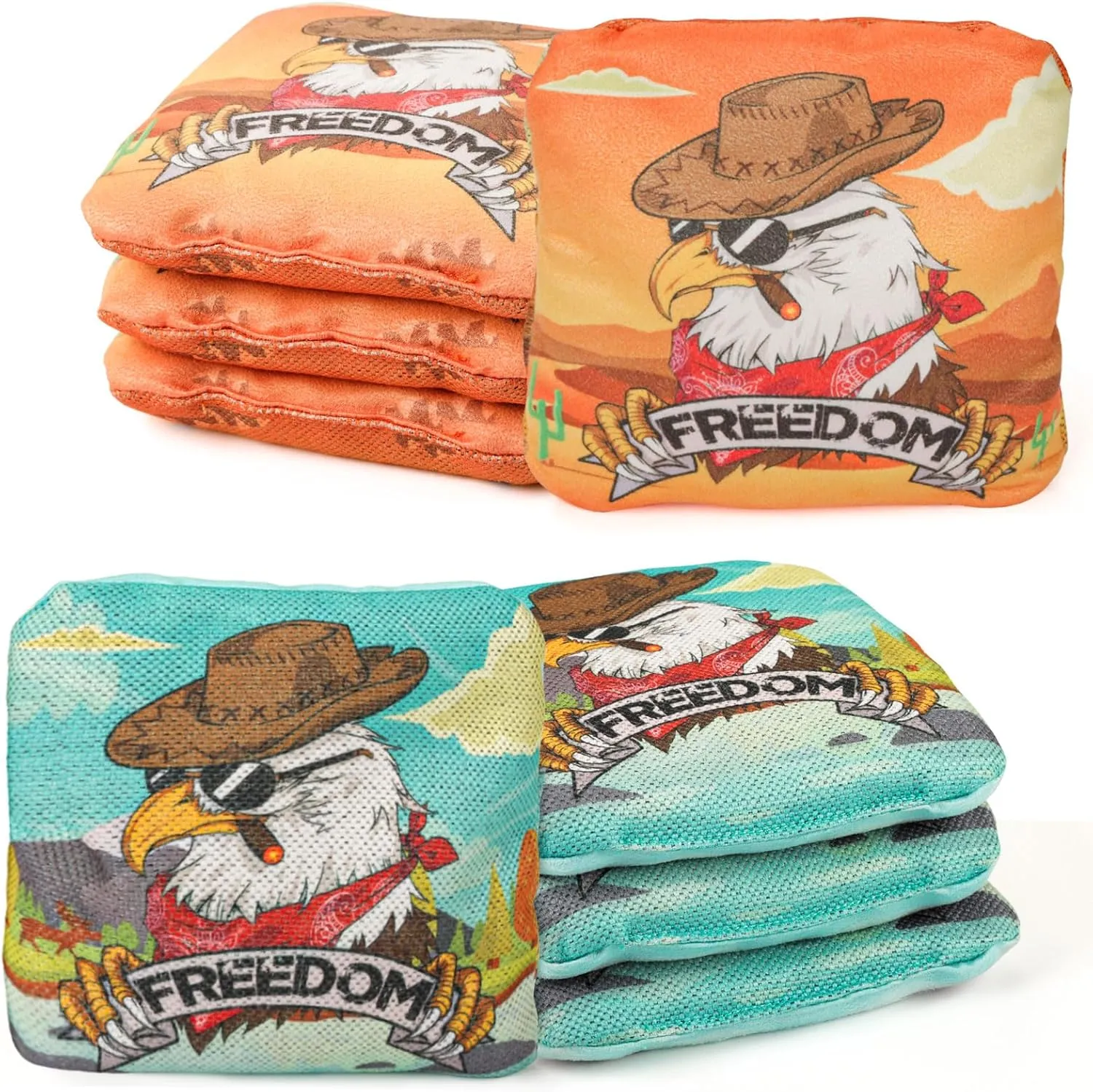 EunHo Cornhole Bags Regulation Dual Sided Set of 8, Professional Cornhole Bean Bags Slick & Sticky Side Bags with Carry Bag