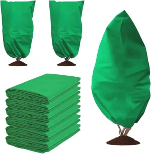 Eunika 6 Pack Plant Covers Freeze Protection, 47.2"x31.5" Frost Blankets with Drawstring Reusable Winter Plant Protectors Bag Covers for Outdoor Garden Trees, Shrubs Cover for Cold Pest,Green