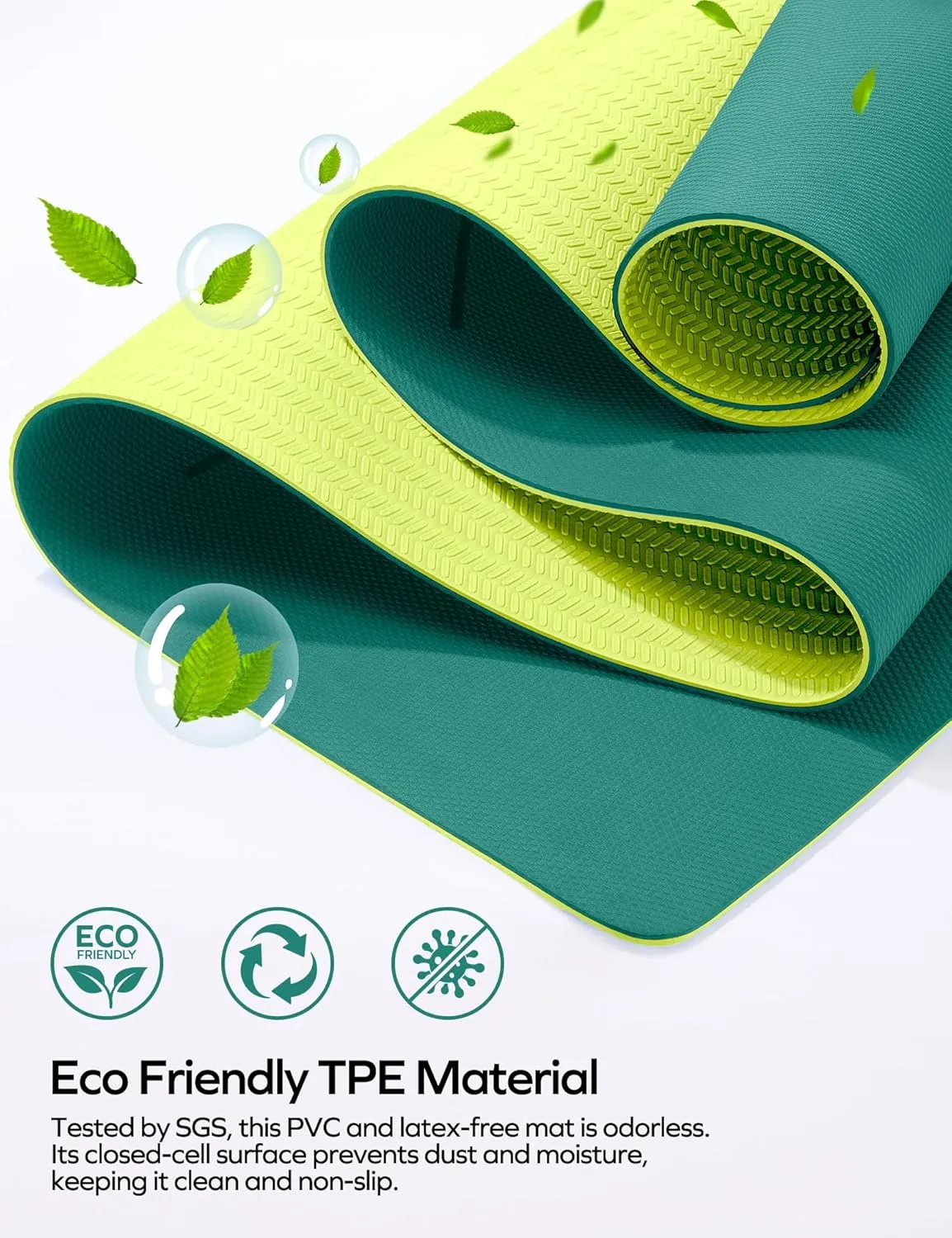 Ewedoos Eco Friendly Yoga Mat with Alignment Marks TPE Yoga Mat Non Slip Hot Yoga Mat Thick 1/4'' Anti-Tear Surfaces Exercise Mats for Home Workout Fitness Pilates