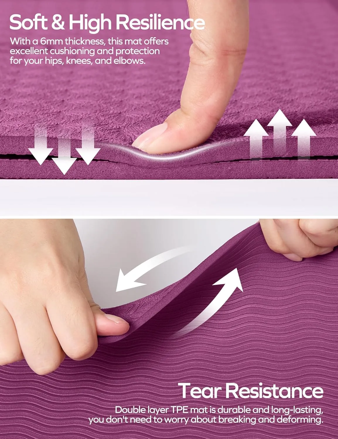 Ewedoos Eco Friendly Yoga Mat with Alignment Marks TPE Yoga Mat Non Slip Hot Yoga Mat Thick 1/4'' Anti-Tear Surfaces Exercise Mats for Home Workout Fitness Pilates
