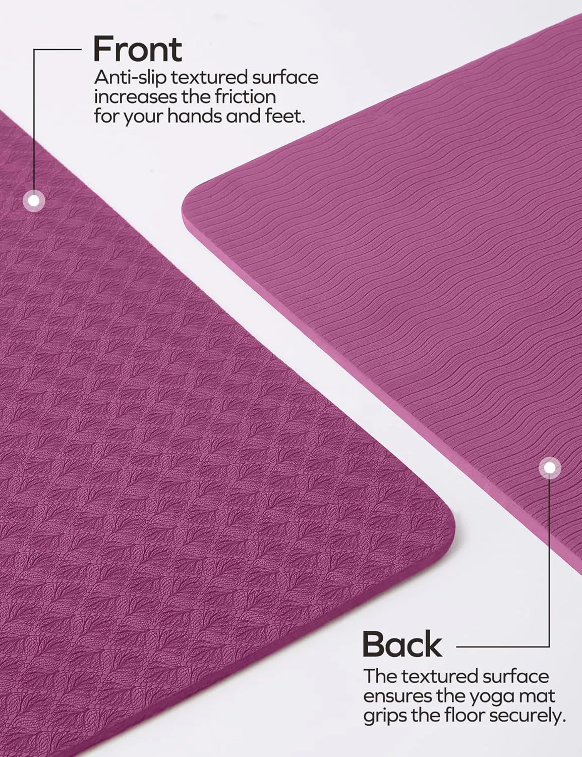 Ewedoos Eco Friendly Yoga Mat with Alignment Marks TPE Yoga Mat Non Slip Hot Yoga Mat Thick 1/4'' Anti-Tear Surfaces Exercise Mats for Home Workout Fitness Pilates