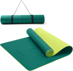 Ewedoos Eco Friendly Yoga Mat with Alignment Marks TPE Yoga Mat Non Slip Hot Yoga Mat Thick 1/4'' Anti-Tear Surfaces Exercise Mats for Home Workout Fitness Pilates