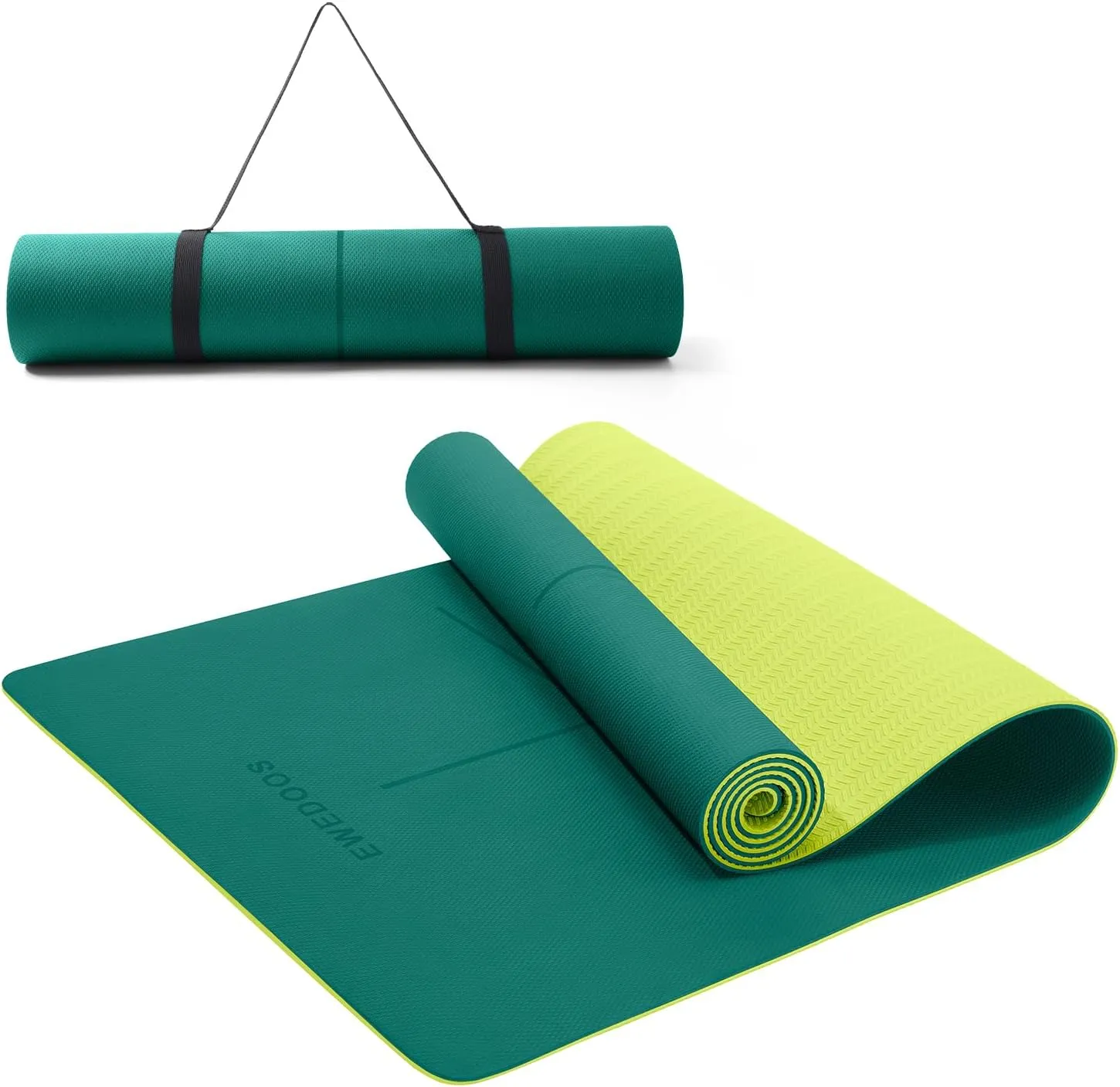 Ewedoos Eco Friendly Yoga Mat with Alignment Marks TPE Yoga Mat Non Slip Hot Yoga Mat Thick 1/4'' Anti-Tear Surfaces Exercise Mats for Home Workout Fitness Pilates