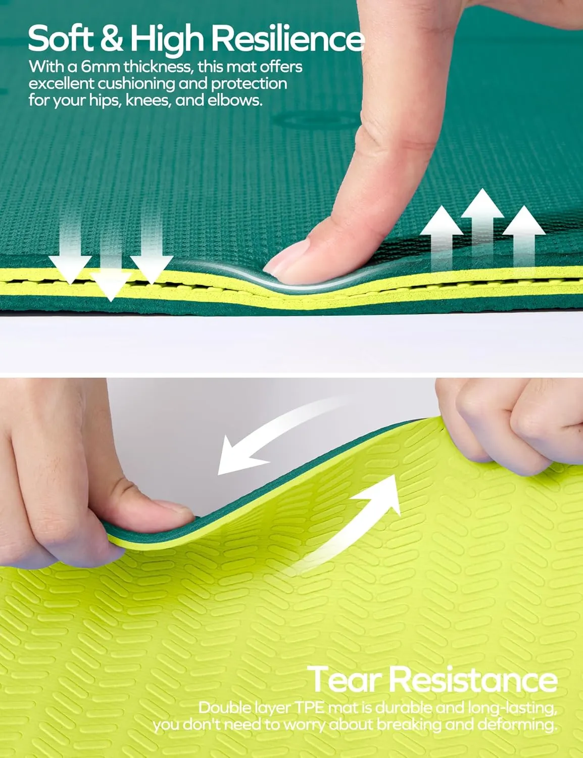Ewedoos Eco Friendly Yoga Mat with Alignment Marks TPE Yoga Mat Non Slip Hot Yoga Mat Thick 1/4'' Anti-Tear Surfaces Exercise Mats for Home Workout Fitness Pilates
