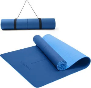 Ewedoos Eco Friendly Yoga Mat with Alignment Marks TPE Yoga Mat Non Slip Hot Yoga Mat Thick 1/4'' Anti-Tear Surfaces Exercise Mats for Home Workout Fitness Pilates