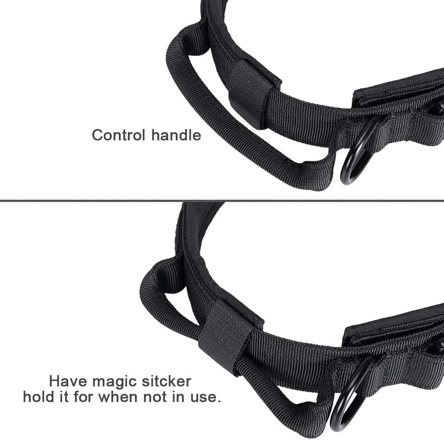 EXCELLENT ELITE SPANKER Tactical Dog Collar Nylon Adjustable Training Collar Military Dog Collar Heavy Duty Metal Buckle with Control Handle for Medium and Large Dogs with Patches(Black-L)