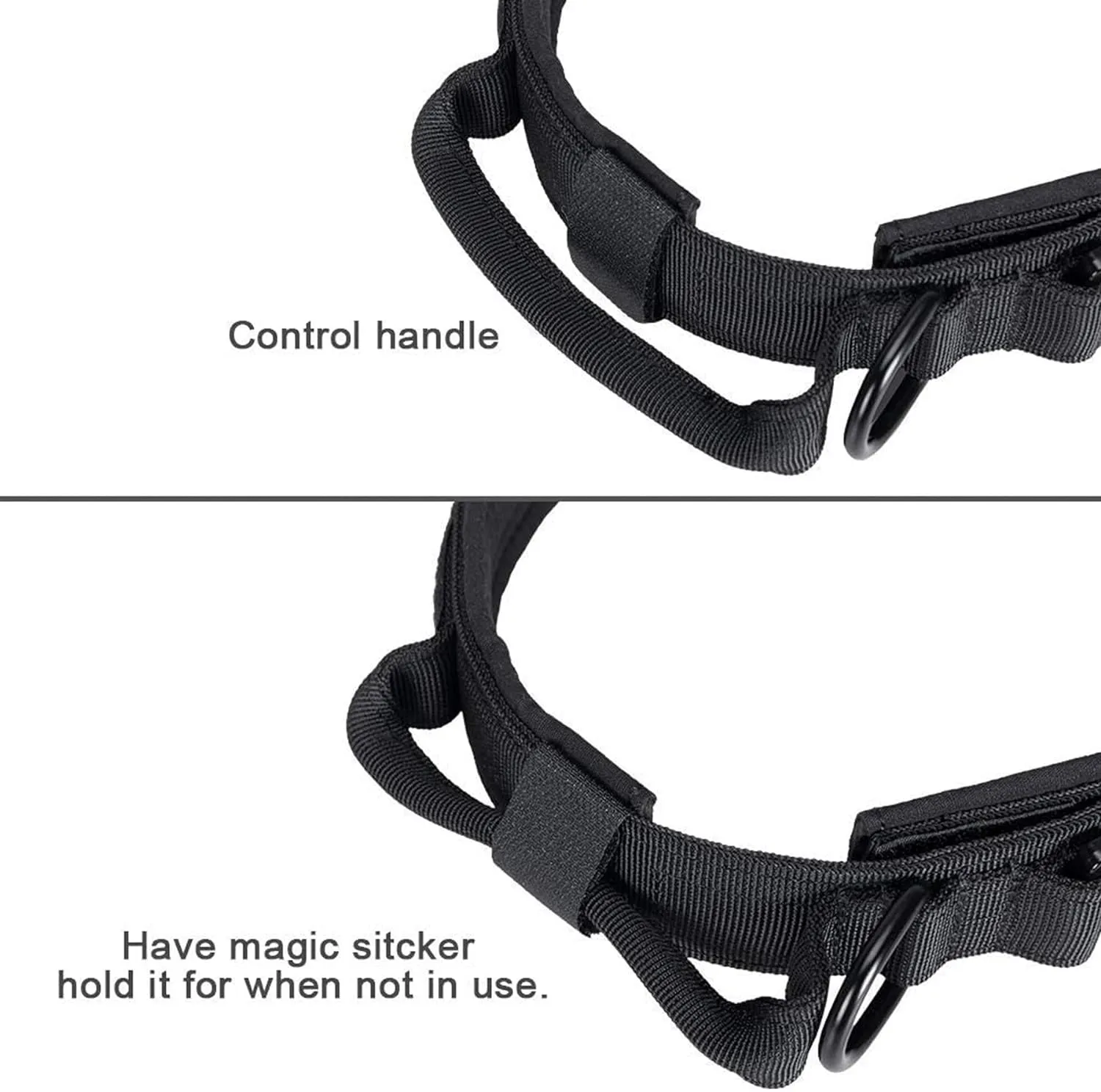 EXCELLENT ELITE SPANKER Tactical Dog Collar Nylon Adjustable Training Collar Military Dog Collar Heavy Duty Metal Buckle with Control Handle for Medium and Large Dogs with Patches(Black-L)