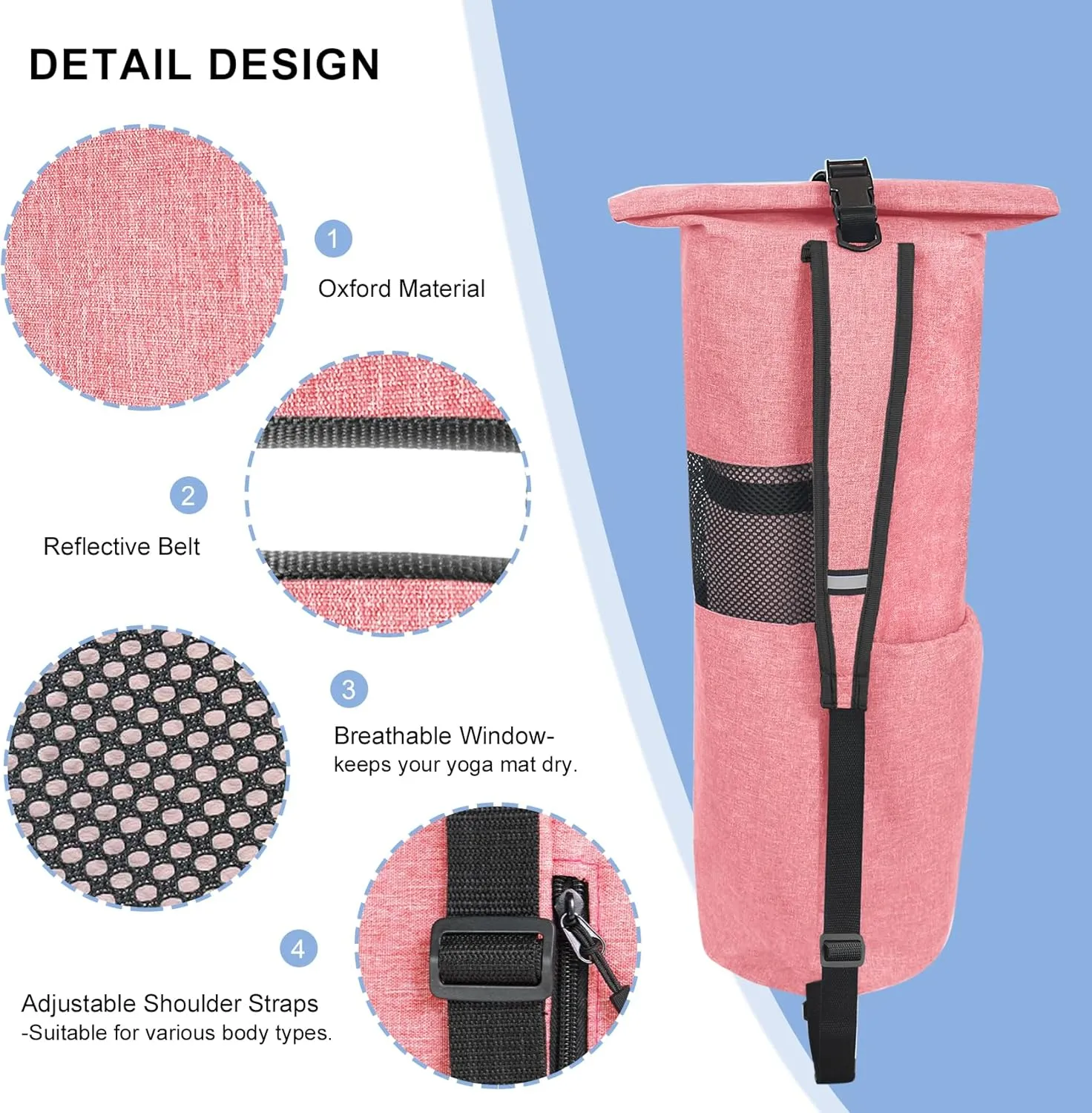 Explore Land Oxford Yoga Mat Storage Bag with Breathable Mesh Window and Large Pockets