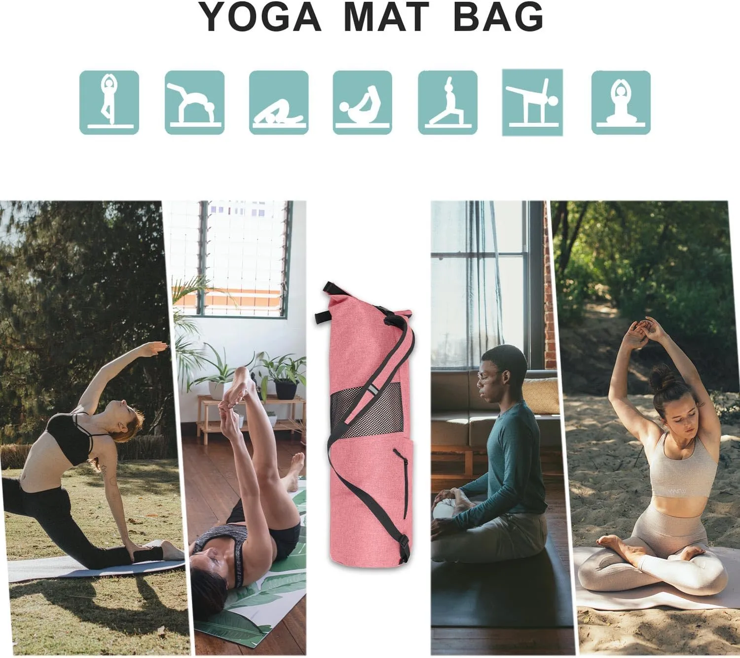 Explore Land Oxford Yoga Mat Storage Bag with Breathable Mesh Window and Large Pockets