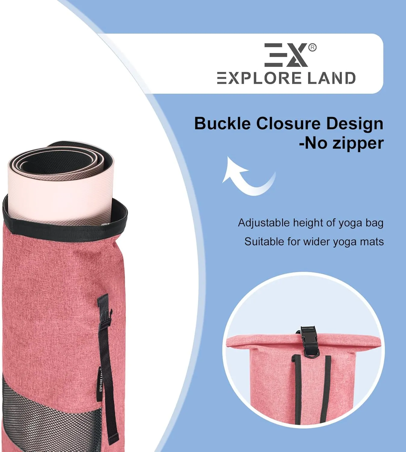 Explore Land Oxford Yoga Mat Storage Bag with Breathable Mesh Window and Large Pockets
