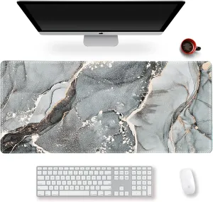 Extended Gaming Mouse Pad XXL ArtSo Large Keyboard Mat Long Mousepad Desk Decor Writing Pad Non Slip Rubber Base Stitched Edges for Work, Game, Office, Home, 35.1" x 15.7", Green Blue Marble