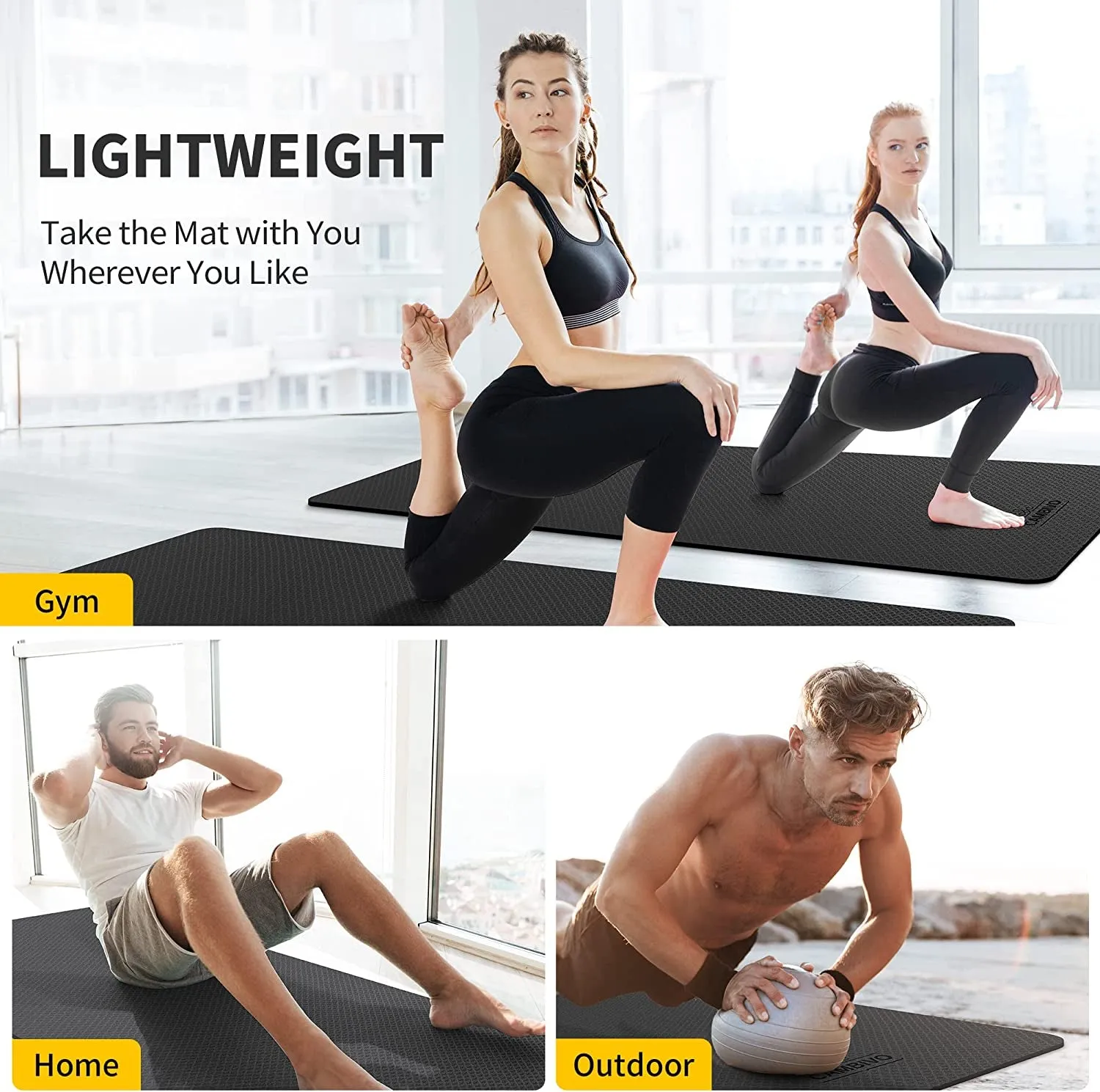 Extra Wide Yoga Mat for Women and Men (72"X 32"X 1/4"), SGS Certified, Non-Slip Large TPE Exercise Fitness Mat for Yoga, Pilates, Workout