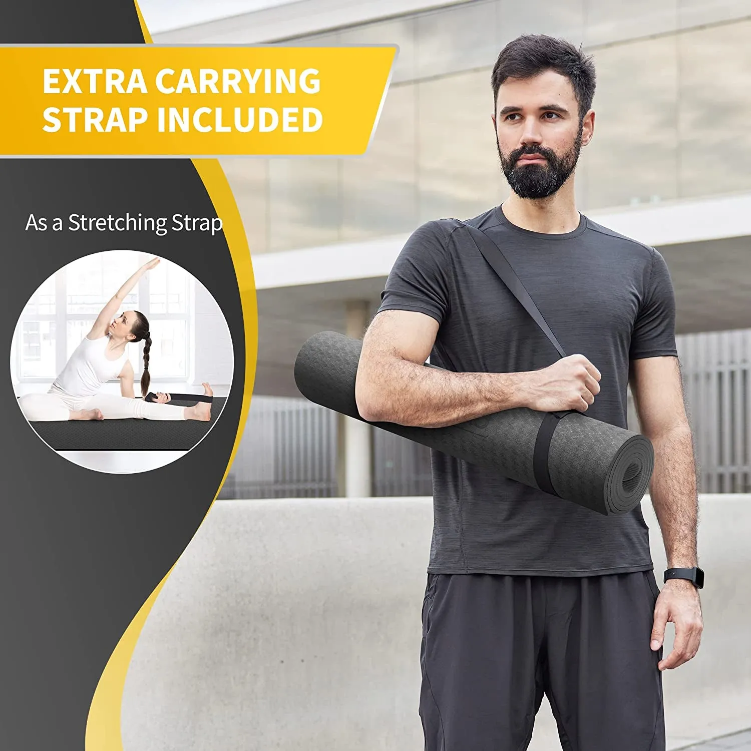 Extra Wide Yoga Mat for Women and Men (72"X 32"X 1/4"), SGS Certified, Non-Slip Large TPE Exercise Fitness Mat for Yoga, Pilates, Workout