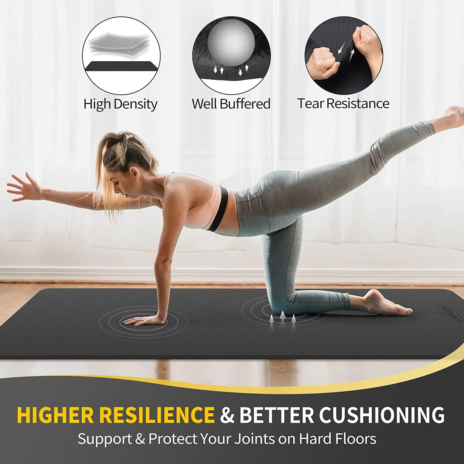 Extra Wide Yoga Mat for Women and Men (72"X 32"X 1/4"), SGS Certified, Non-Slip Large TPE Exercise Fitness Mat for Yoga, Pilates, Workout