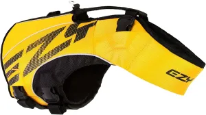 EzyDog DFD X2 Dog Life Jacket - Adjustable Swimming Safety Life Vest Preserver with Continuous Neck Flotation, Reflective Trim, & Grab Handle (Medium, Yellow)