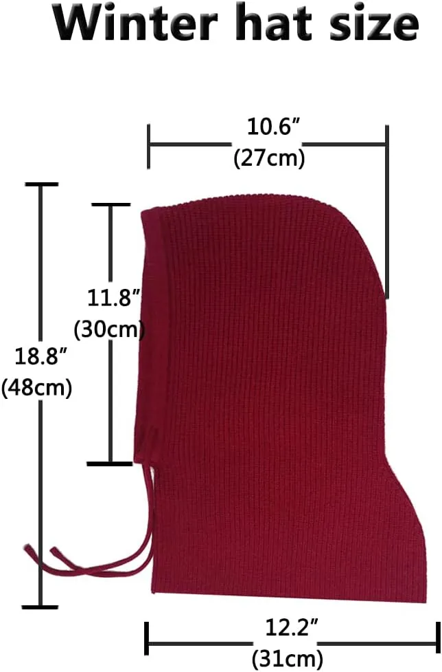 Facecozy Winter Hats for Women, Wool Blend Hooded Scarf Hat for Women Balaclava Knit Skull Cap Beanie Hat Men Neck Gaiters