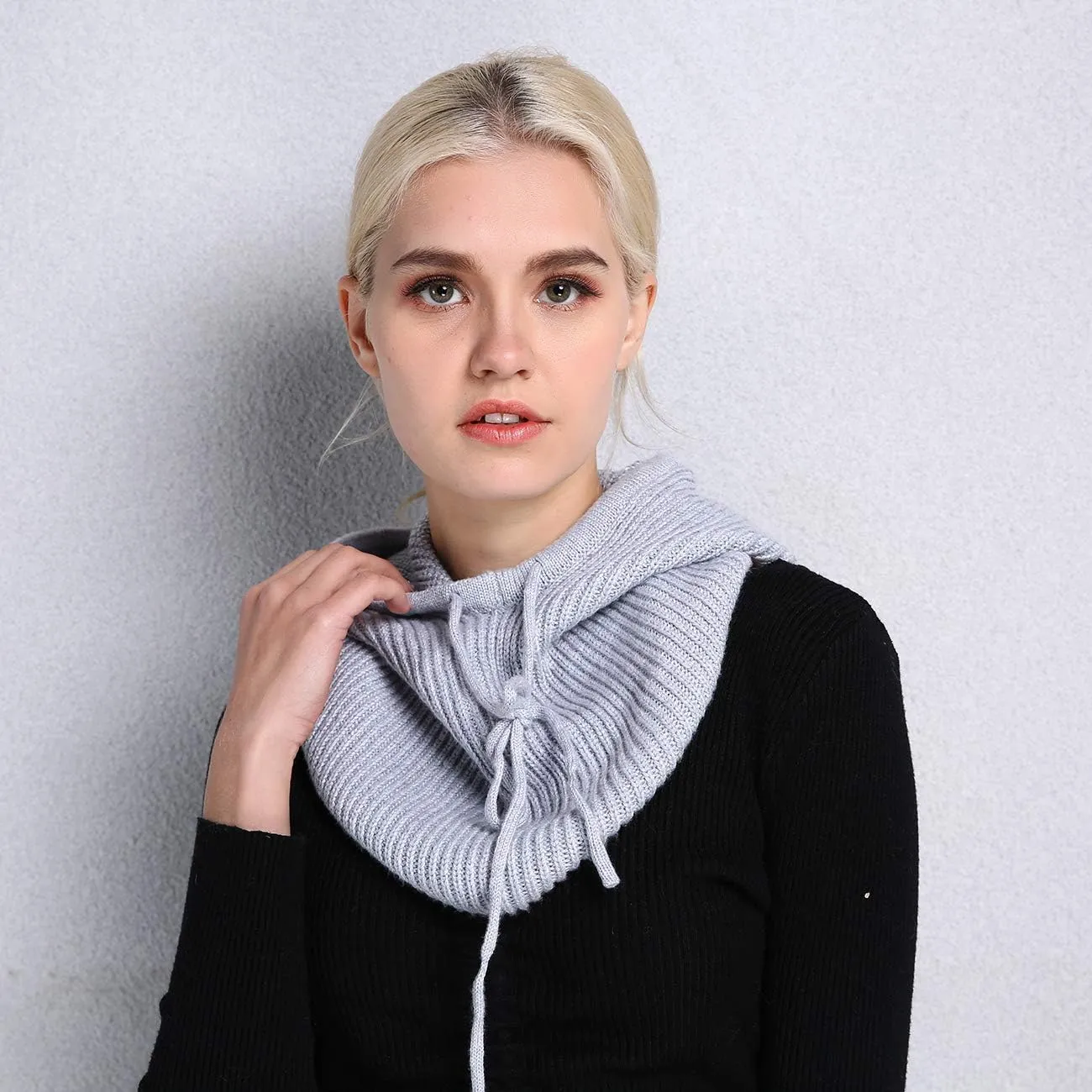 Facecozy Winter Hats for Women, Wool Blend Hooded Scarf Hat for Women Balaclava Knit Skull Cap Beanie Hat Men Neck Gaiters