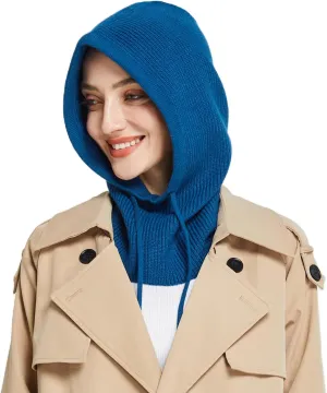 Facecozy Winter Hats for Women, Wool Blend Hooded Scarf Hat for Women Balaclava Knit Skull Cap Beanie Hat Men Neck Gaiters