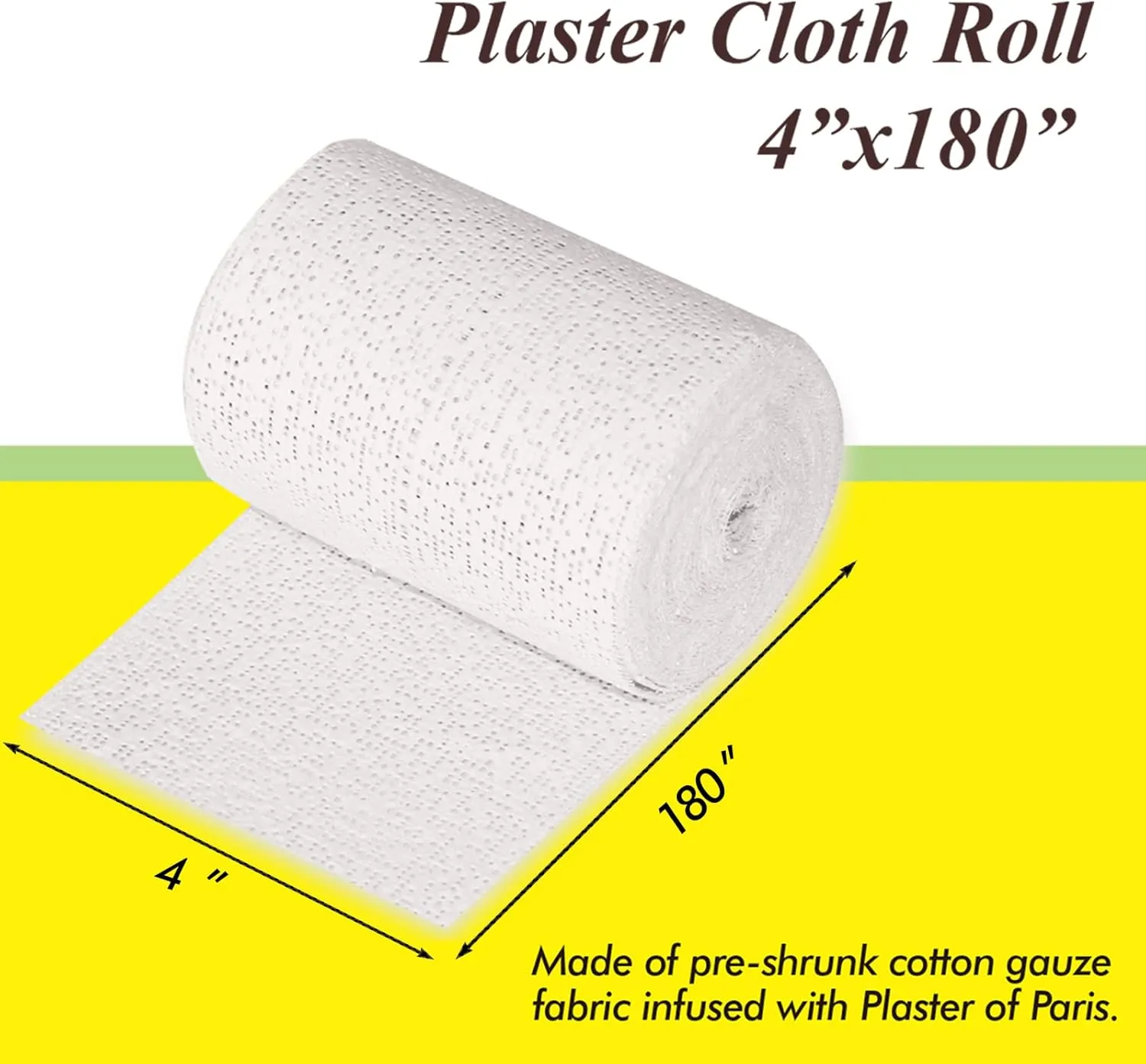 Falling in Art Plaster Cloth Rolls, 500gsm Plaster Strip, Plaster Gauze Bandages for Craft Projects, Mask Making, Belly Casts, Body Molds, 4inch x180inch, 8 Pack