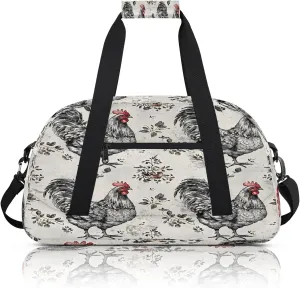 Farmhouse Chicken Hen Small Gym Bag 18 inch Carry On Duffel Bag for Weekender Travel Sports Workout Yoga Gymnastics Dance Ballet