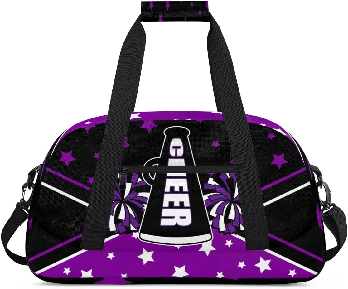 Fashion Purple Patterns Personalized Duffle Bag for Kids Custom Dance Ballet Bag with Name Lightweight Travel Weekender Overnight Bags Sport Gym Duffel Bag Workout Carry On Tote for Girls Boys