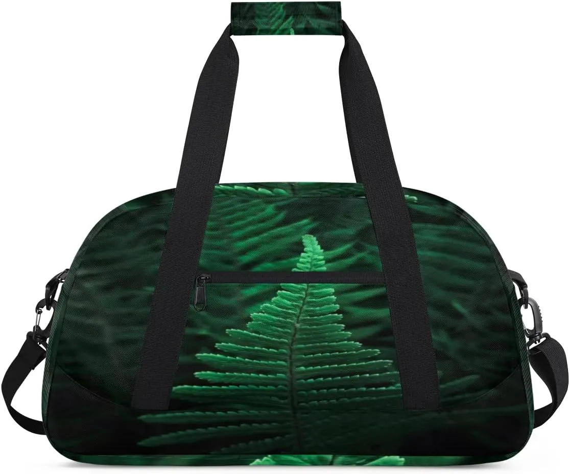 Ferns Green Plants Kids Overnighted Duffel Bag Carry-On Size & Ideal for School Practice or Weekender Travel with Zip and Shoulder Stra for Boys & Girls