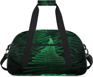 Ferns Green Plants Kids Overnighted Duffel Bag Carry-On Size & Ideal for School Practice or Weekender Travel with Zip and Shoulder Stra for Boys & Girls