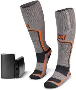 Fieldsheer Unisex Wool Heated Socks for Men and Women with 11-Hour Capacity, Bluetooth Control, Zippered Battery Compartment, and Arch Support - Calf Length - Dark Grey