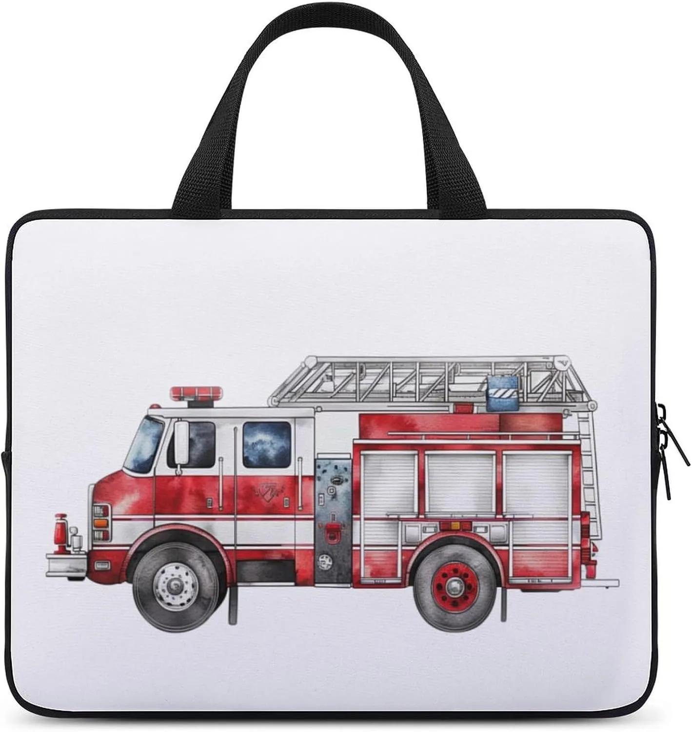 Fire Engine Watercolor Laptop Bag Laptop Case Computer Messenger Bag with Adjustable Shoulder Strap