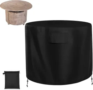 Fire Pit Cover with Air Vents and Handles Round, Cylinder 42 inch(Dia42''xH25'') Fire pits Table Covers Build-in Adjustable Drawstring, Heavy-duty and Weather-resistant Oxford Fabric, with Storage Bag