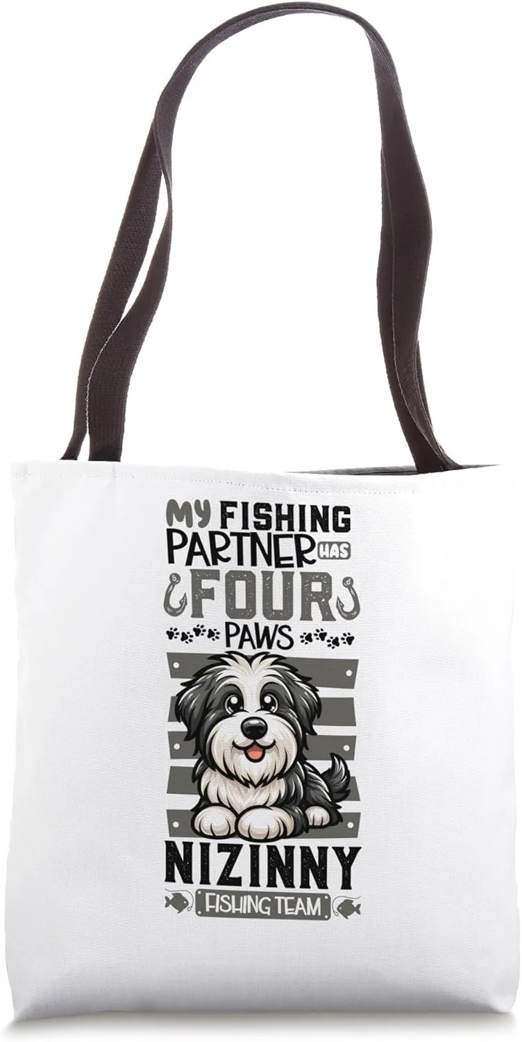 Fishing and Polish Lowland Sheepdog Tote Bag