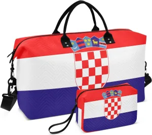 Flag Travel Duffle Bag Quilt Gym Bag Weekender Bags Overnight Bag Carry On Bag with Make Up Bag for Trip Women Ladies Airplane Travel Essentials Gifts