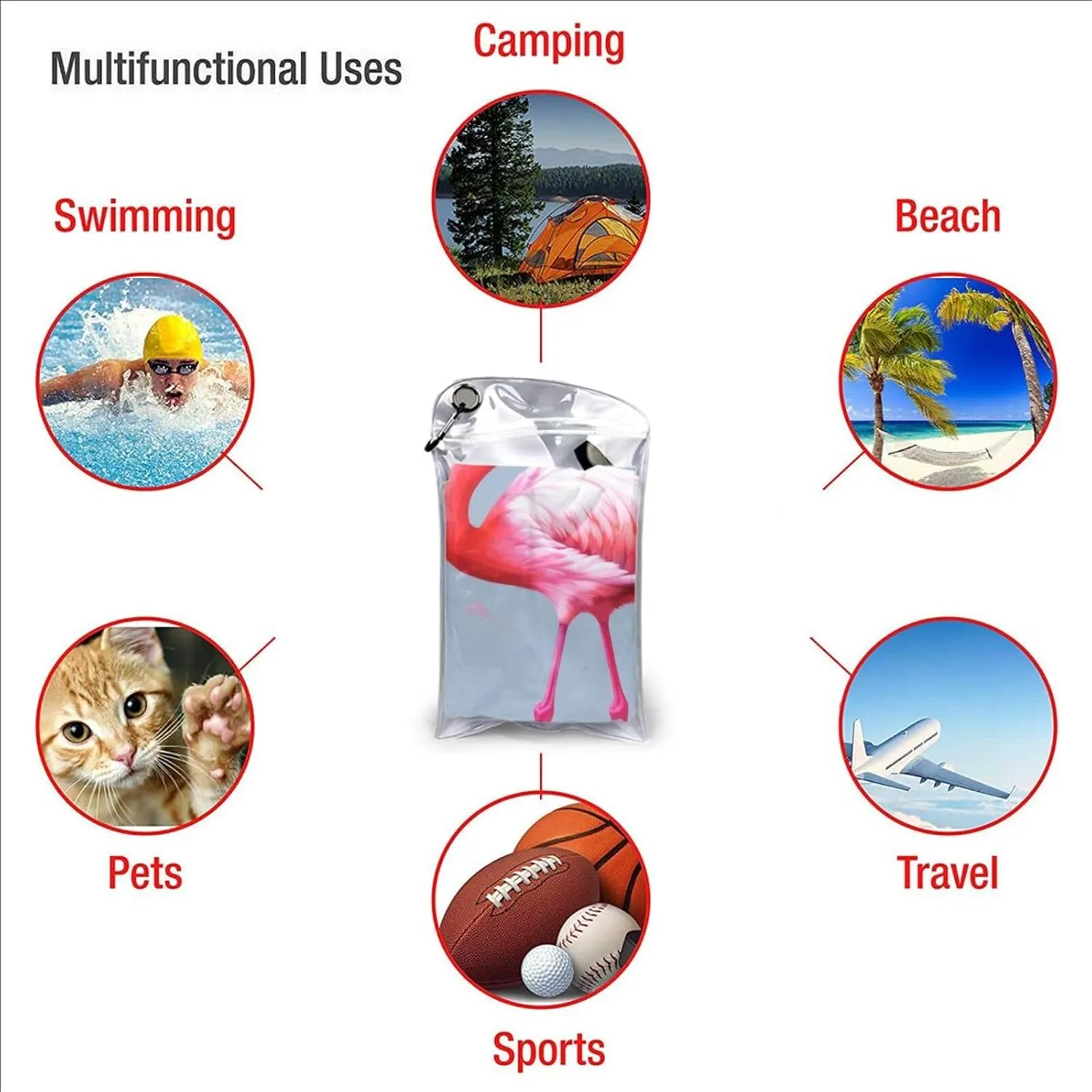 Flamingo Printed Premium Compact Microfiber Travel Towel-Featherlight & Quick Dry,Sand-Resistant Beach Towel for Swimming,Camping,Vacation Essentials with Carry Pouch