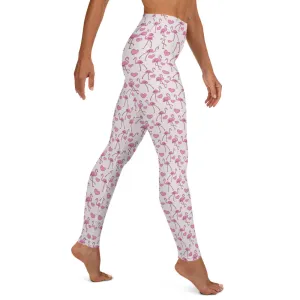 Flamingos and Hearts High-waist Yoga Leggings