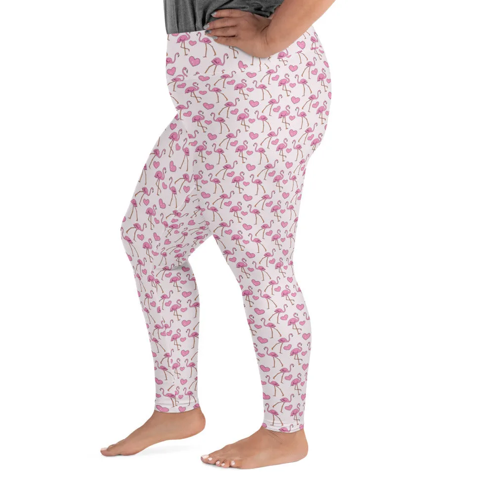 Flamingos and Hearts Plus Size Leggings