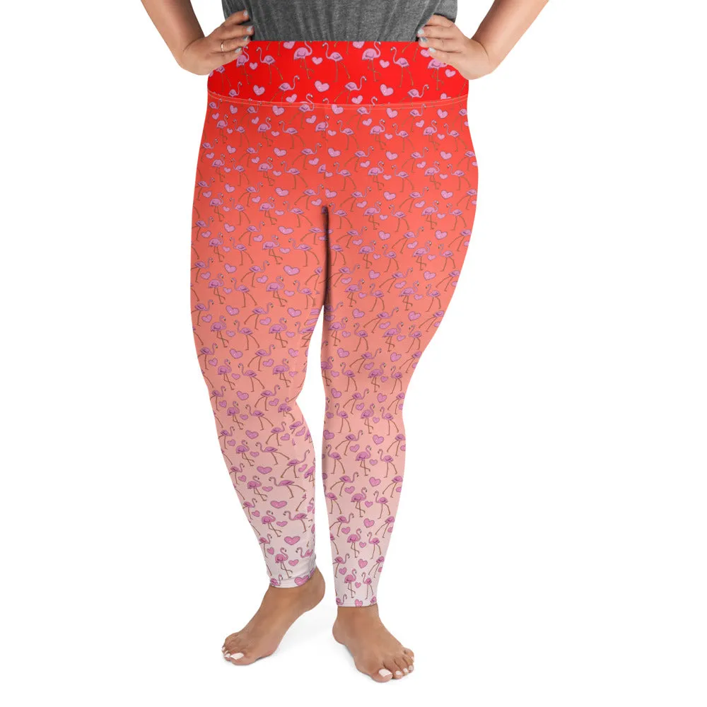 Flamingos and Hearts Plus Size Leggings