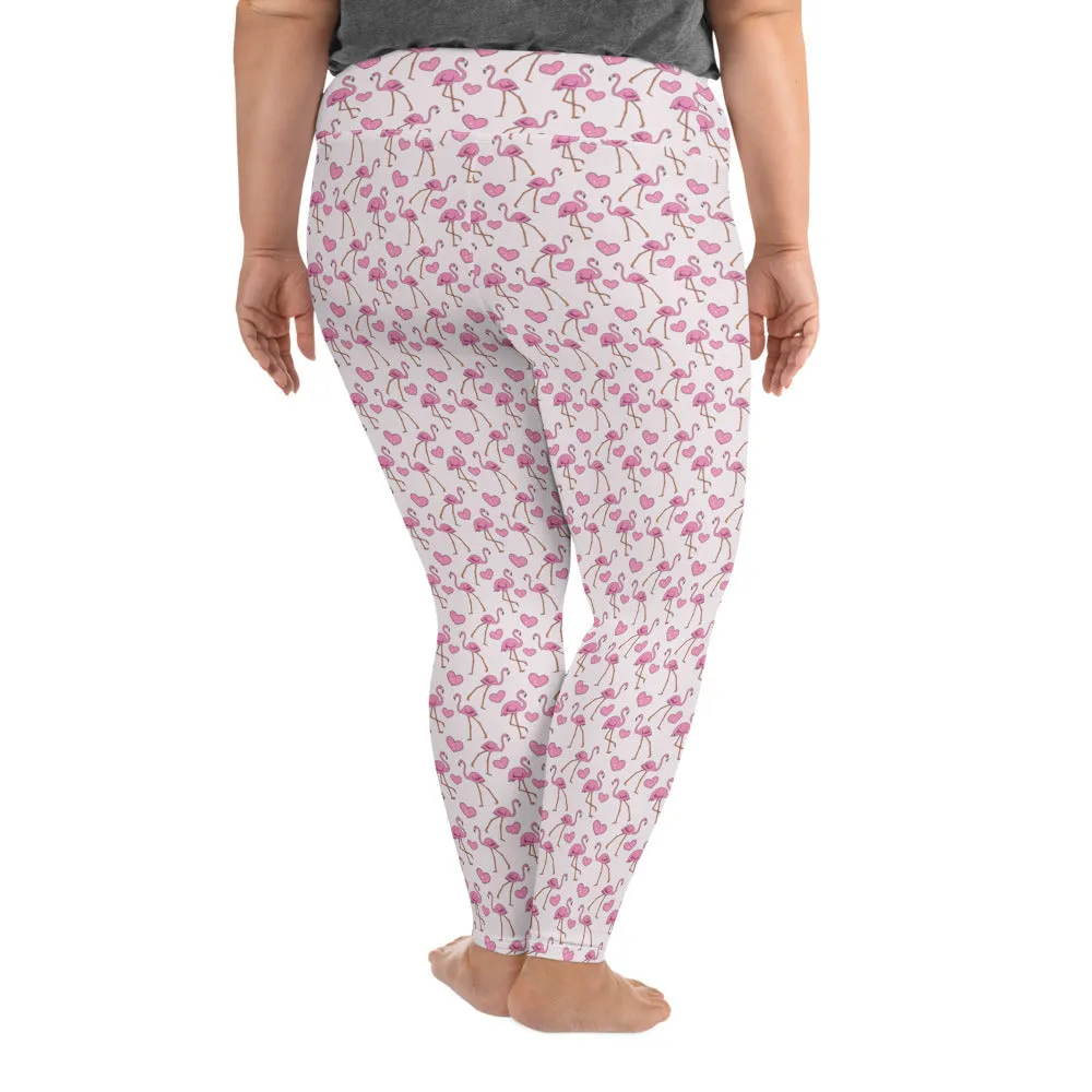 Flamingos and Hearts Plus Size Leggings