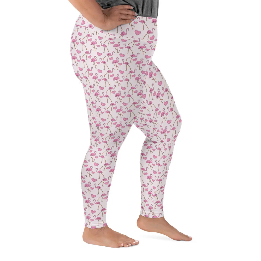 Flamingos and Hearts Plus Size Leggings