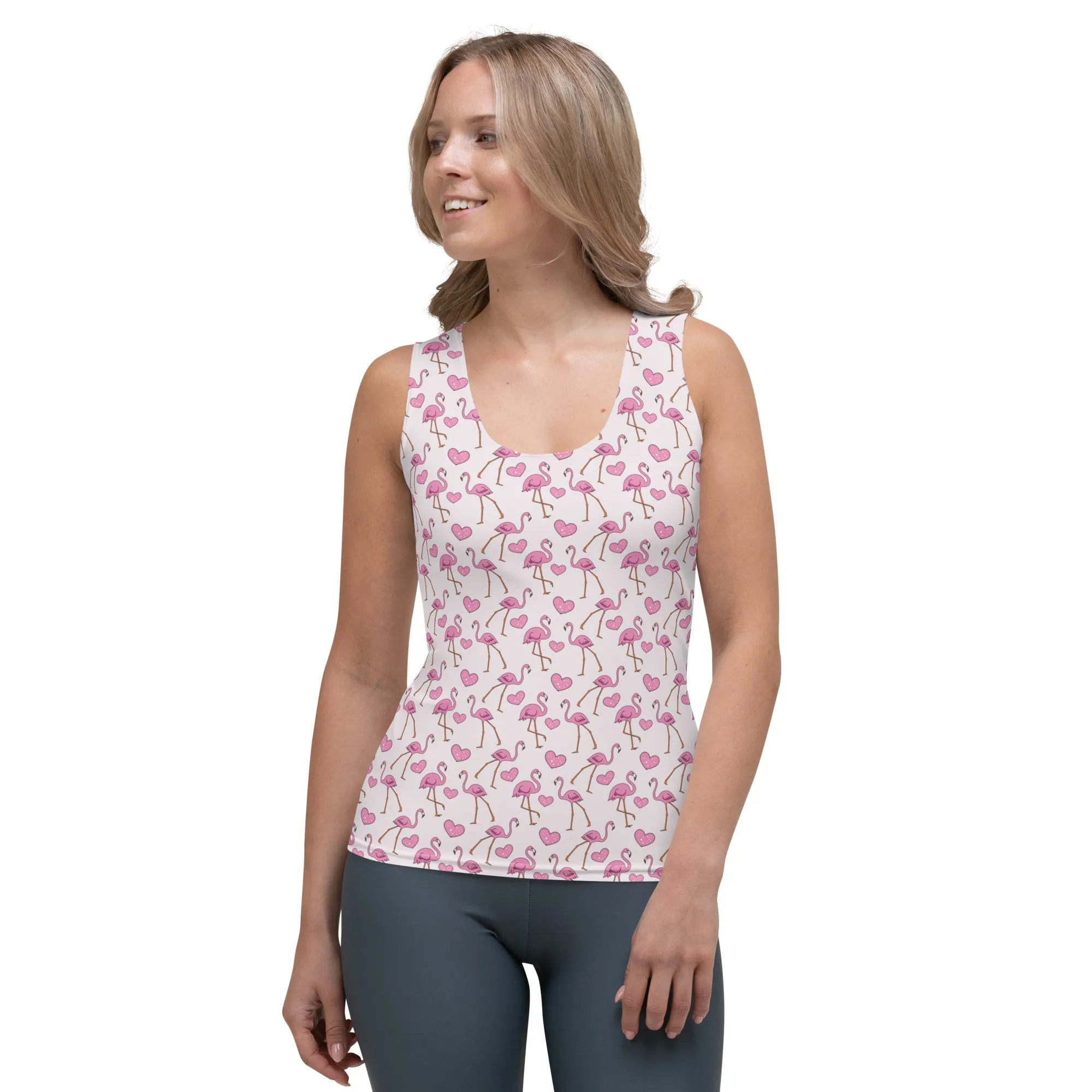Flamingos and Hearts Tank Top