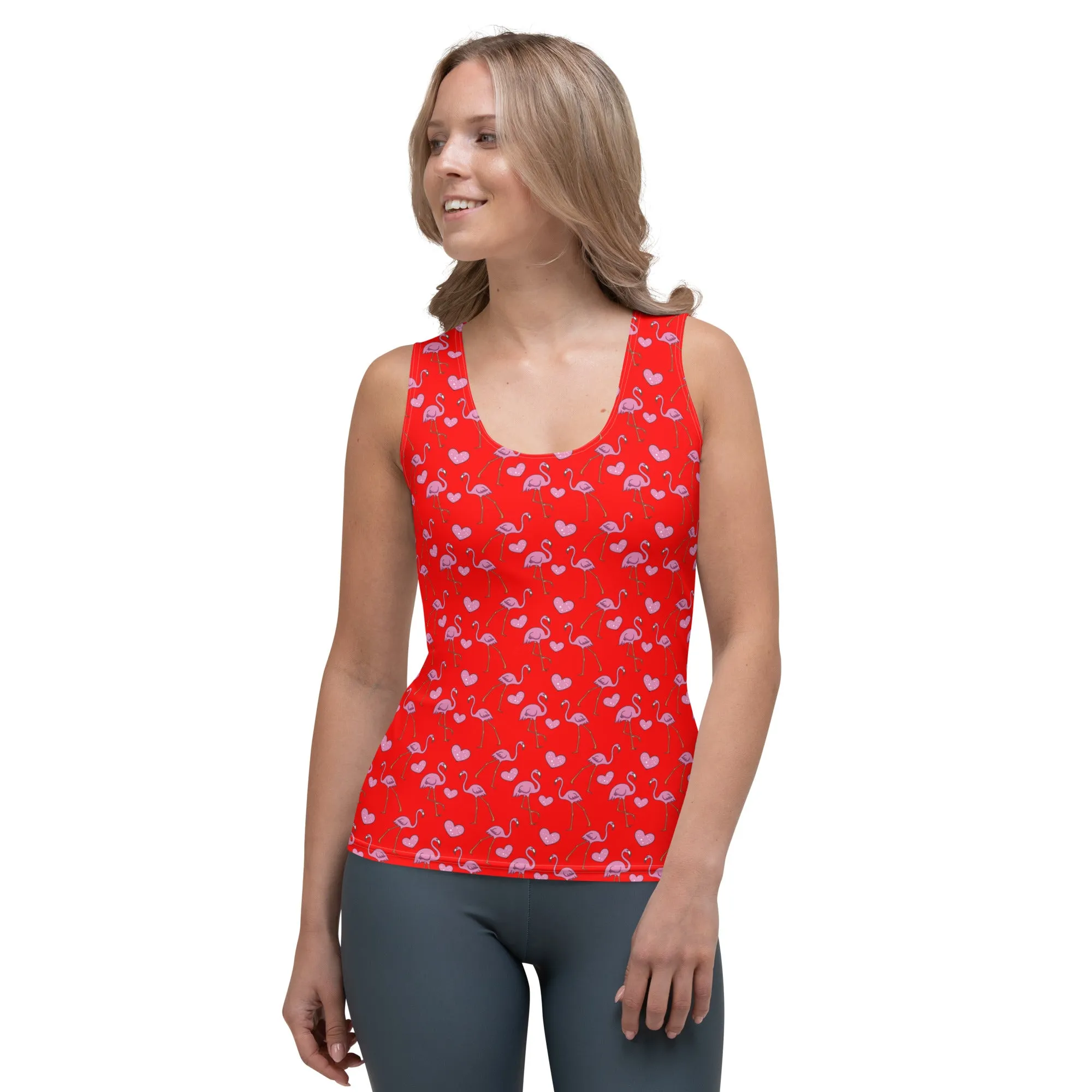 Flamingos and Hearts Tank Top