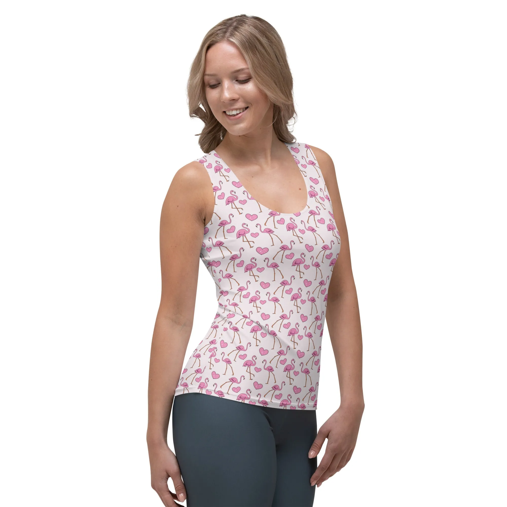 Flamingos and Hearts Tank Top
