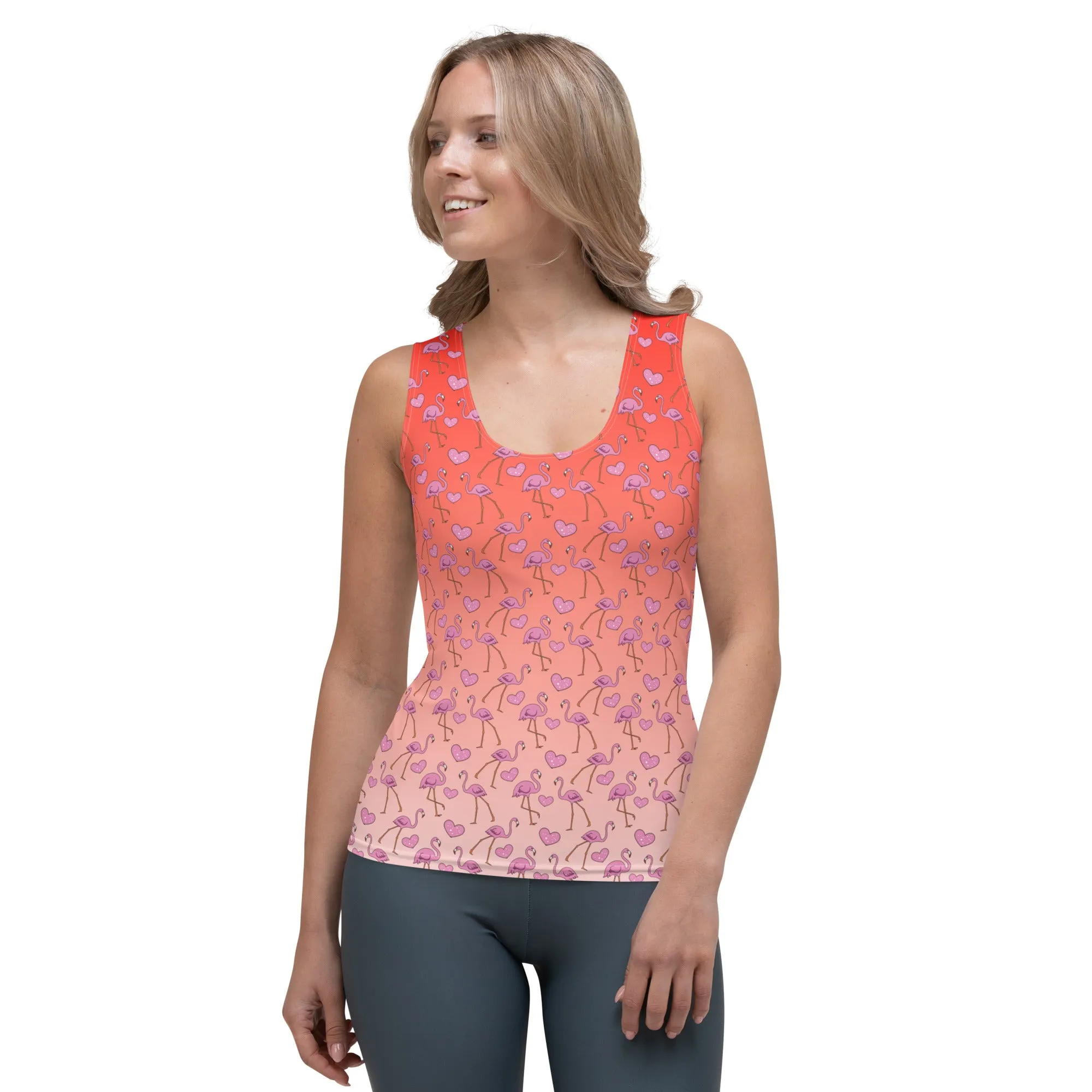 Flamingos and Hearts Tank Top