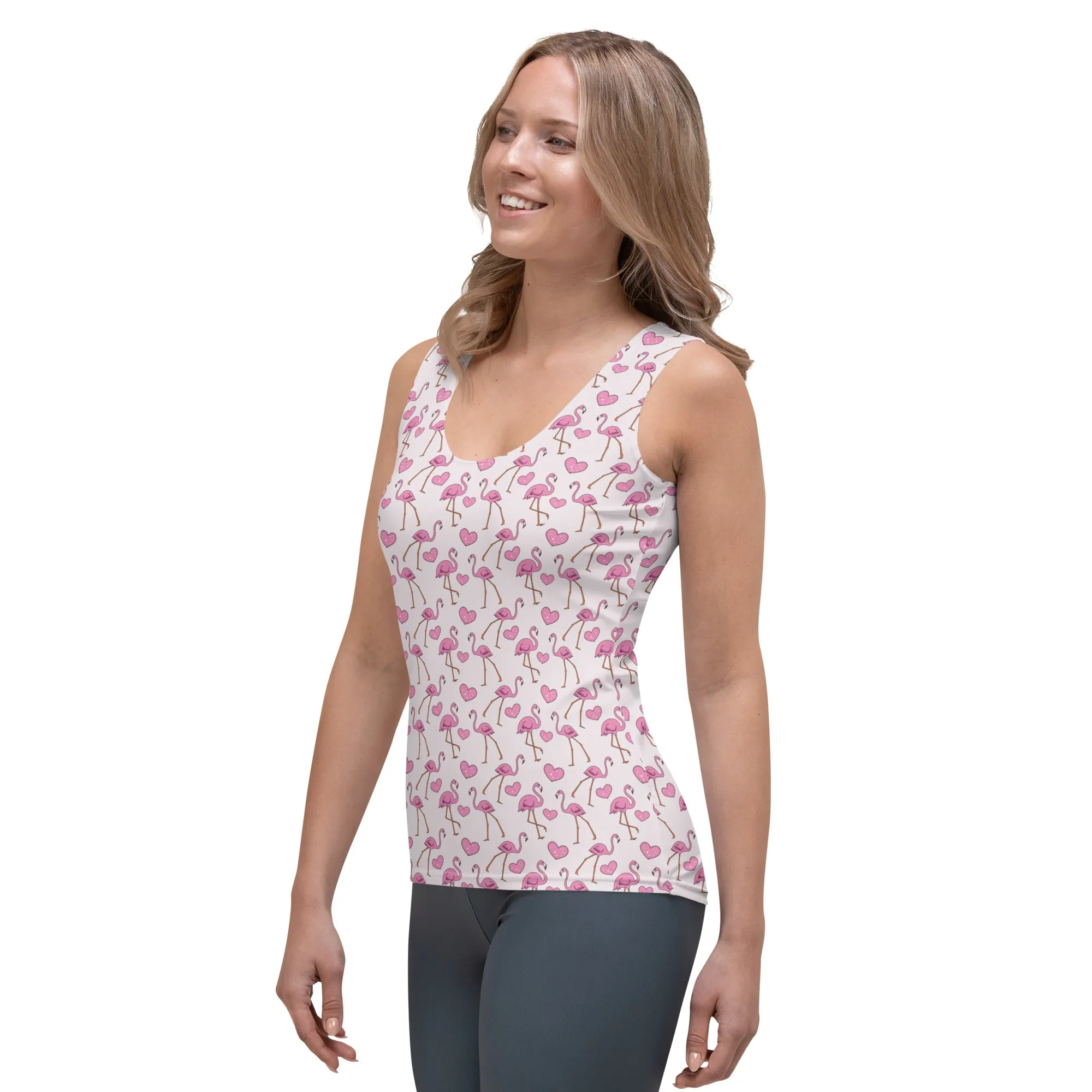 Flamingos and Hearts Tank Top