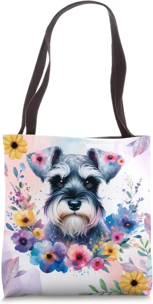 Floral Miniature Schnauzer Mama Dog Lover Mother's Day Tote Bag